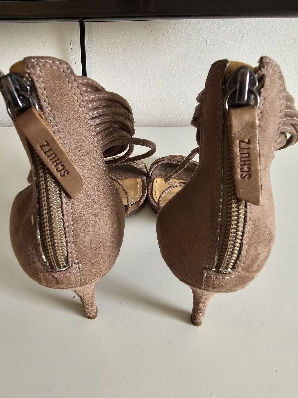SCHUTZ Brown Lace-Up Suede Heeled Sandals - Picture 2 of 4
